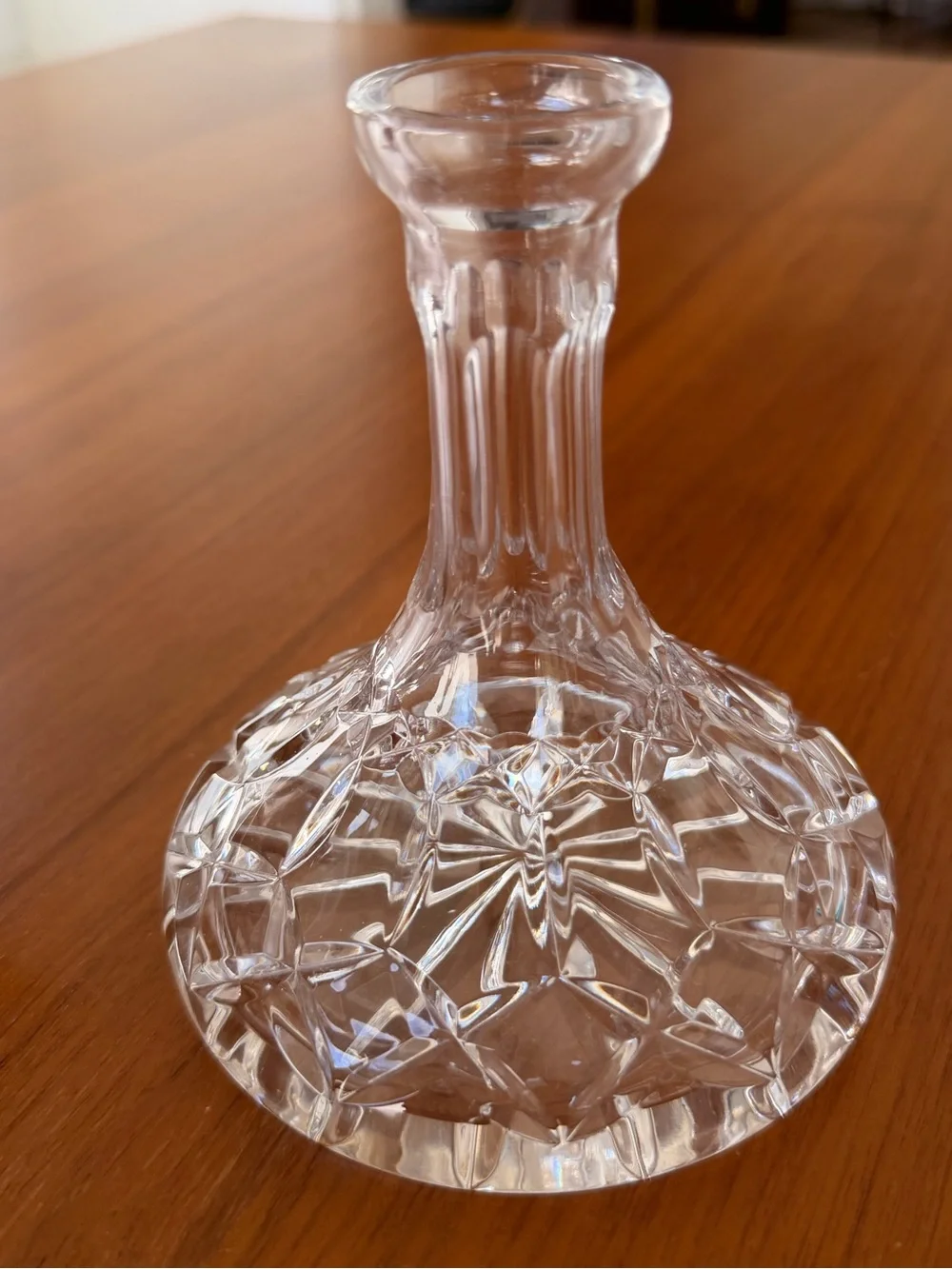 Vintage Cut Crystal ships Decanter Pinwheel Starburst Glass Barware No Stopper